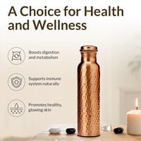 Meilleur coffret cadeau occasionnel : Bouteille d'eau martelée en cuivre avec sac en jute et brosse – Accessoires de boisson disponibles à la vente