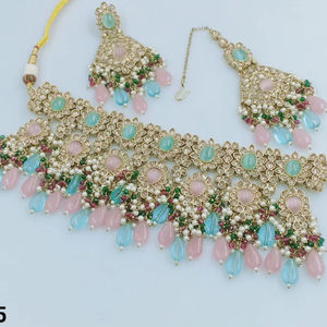 Indan Wholesale 2024 Latest Fashion Traditional <b>Gold</b> Plated <b>Pearl</b> Choker <b>Necklace</b> Set for Women - Product Image 1