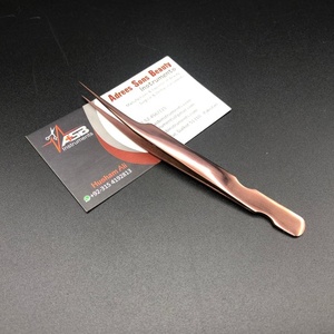 แหนบต่อขนตาตรงแบบมืออาชีพแหนบปลายแหลมทำจากสเตนเลสเคลือบสีโรสโกลด์ - Product Image 1