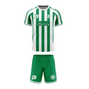 Conjunto de Uniforme de Fútbol Sublimado Personalizado para Adultos, 100% Poliéster, Manga Corta, Camiseta de Fútbol con Cuello en V, Pantalones Cortos de Fútbol con Cordón Ajustable - Product Image 3