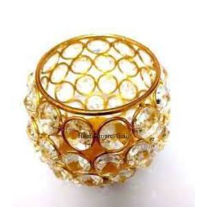 Marco de alambre de metal chapado en oro de alta calidad con tarros y soportes de velas con cuentas de cristal para decoración de bodas a un precio impresionante - Product Image 1