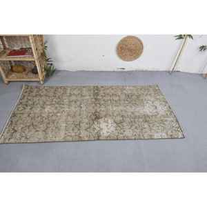 พรมขนสัตว์สีเบจแบบทำมือแนววินเทจทรงสี่เหลี่ยมผืนผ้าขนาดใหญ่2.9x6ฟุตลวดลายนามธรรมสำหรับห้องนั่งเล่นโถงทางเดินปอกระเจาด้านหลัง - Product Image 3