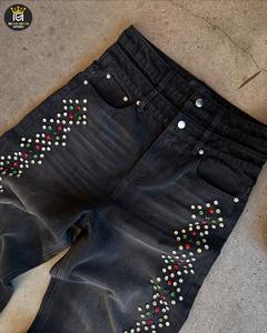 กางเกงขายาวทรงสลิมฟิต น้ำหนักเบา ประดับเพชรเทียม สำหรับผู้ชาย แฟชั่นเท่ๆ สไตล์คลับ ผ้าฝ้าย 100% - Product Image 4