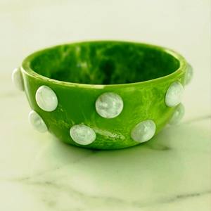 Bol de service en résine bleu et blanc à motifs tourbillonnés, poli à la main, écologique, d'origine indienne, lavable au lave-vaisselle, décoratif - Product Image 4