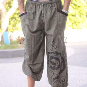 Pantalon thaïlandais 100% coton avec cordon de serrage taille tissu de toile de conception unie pour la distribution internationale d'exportation de mode décontractée - Product Image 1