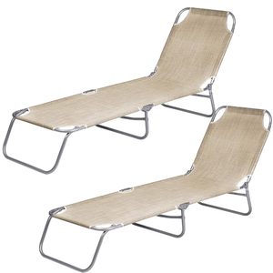2 180 Beige x 55x62 cm lettini per giardino terrazzo piscina relax all'aperto con Textilene e materiale metallico - Product Image 1