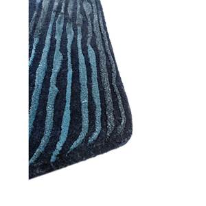 Alfombra Rectangular de Lana y Viscosa con Rayas Clásicas Azul Lucido, Hecha a Mano, 4m, para Pasillo, Sala de Estar, para Adolescentes, Modelo Top-258 - Product Image 4