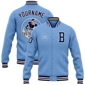 Blouson bombardier personnalisé bleu marine-blanc veste Varsity Letterman à boutons-pression coupe-vent streetwear veste Varsity vintage pour hommes - Product Image 1