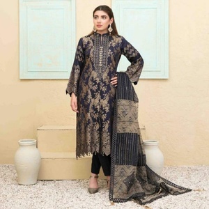 ชุดสนามหญ้าปากีสถาน3ชิ้น,ชุดสนามหญ้าปากีสถาน Jacquard Banarsi ปักลายอย่างหนา - Product Image 2