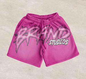 Nouveaux shorts délavés à l'acide pour hommes 100% coton éponge polaire impression personnalisée soleil délavé High Street Vintage Shorts pour hommes - Product Image 4