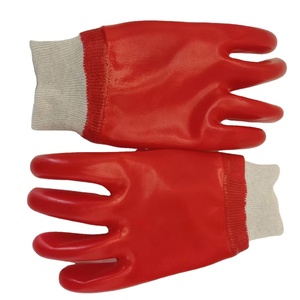 Gants de poignet en tricot PVC rouge pour la sécurité de la construction PPE Hand Clothing - Product Image 1