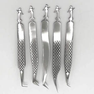 Professional Stainless Steel Eyelash Bottom Grip Tweezers with Textured Design Durable & Anti-Static - Product Image 5