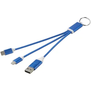 Cable de Carga USB 4 en 1 de Aluminio Reciclado con Llavero Metálico, Gadgets Promocionales de Aluminio Reciclado - Product Image 4