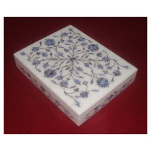 กล่องฝังหินอ่อนสีฟ้าสำหรับตกแต่งบ้านและกล่องเครื่องประดับ - Product Image 1