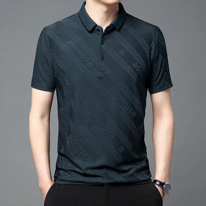 Polos de golf informales para hombre, camisetas polo de hombre de talla grande lavadas de algodón/poliéster de manga corta con estampado de letras personalizadas - Product Image 5