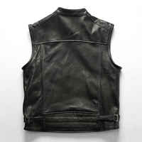 Chaleco de Cuero Genuino Negro para Hombre de Alta Calidad, Transpirable, para Invierno, Fabricación Personalizada, Servicio OEM ODM