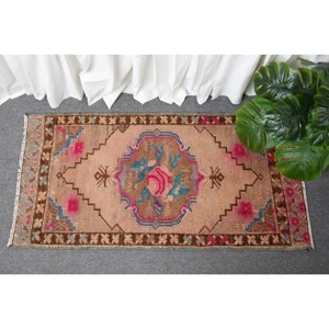 Vintage marrón Rosa 1,8X3,7 pies área grande alfombra turca lana algas marinas Material látex abstracto Rectangular pasillo diseño habitación alfombra - Product Image 1