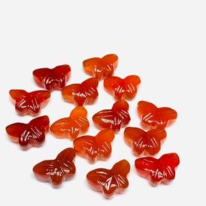 Pierre précieuse en cornaline naturelle à 100%, sculptée à la main en forme de papillon, 12x7 mm, pour la fabrication de bijoux - Product Image 1