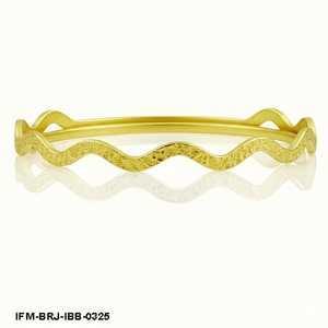 Handmade Textured Brass Wave Bangle Slim Hammered Gold-Tone Wavy <b>Stacking</b> <b>Bracelet</b> for Women - Product Image 4