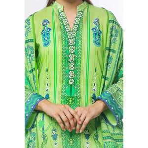 Ensemble de costume en tissu imprimé non cousu vert pour femmes, 3 pièces - Product Image 2