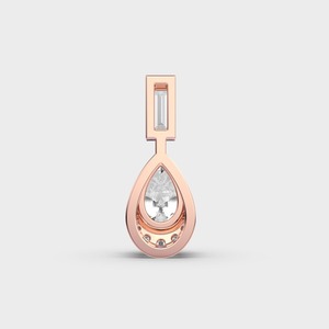IGI Certified Lab Grown Diamond Pear Shape Drop Pendant with Baguette Cut Top & Micro Cluster in 14K Yellow / White & Rose Gold - Product Image 4