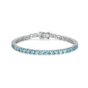 Bracelet tennis en argent sterling 925 avec pierre bleue naturelle de luxe, vente chaude, cadeau tendance unisexe pour les mariages, les fêtes, le port au bureau - Product Image 3