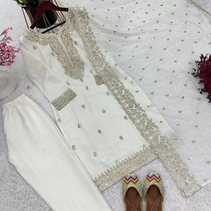 ปาร์ตี้ที่สวยงามสวมด้านบนด้านล่างและ dupatta กับงานปักลำดับ - Product Image 1