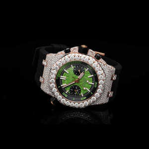 Alta calidad de lujo Iced out Lab Grown Diamond Reloj de cuarzo Caja cuadrada Banda de acero inoxidable disponible a precio competitivo - Product Image 4