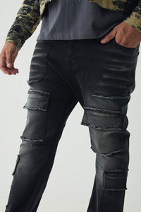 Venta al por mayor personalizado de alta calidad último diseño de marca más detalle de costura cruda pantalones vaqueros de los hombres ajustados elásticos - Product Image 3