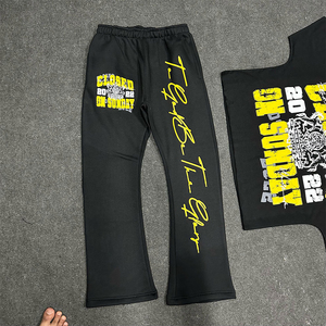 Nouvelle vente chaude Streetwear imprimé personnalisé soleil fané ensemble de t-shirt et pantalon avec T-shirt de qualité décontracté 2 pièces ensembles - Product Image 4