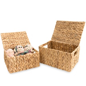 Juego de 2 Cestas de Jacinto para Almacenamiento, Caja de Almacenamiento Hecha a Mano, Ecológica, Natural, Decoración para el Hogar, Venta al por Mayor desde Vietnam - Product Image 1