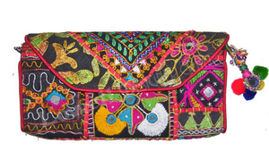 Bolso de mano de Banjara bohemio colorido, tela de algodón hecha a mano, trabajo de espejo único, cierre de cremallera, bolso de mensajero de gran capacidad para mujer - Product Image 4