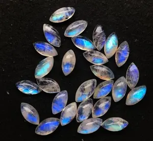 Top Quality Natural Rainbow Moonstone Marquise Shape Cabochon Flat Back Calibrated Wholesale Gemstones All Sizes Available Here