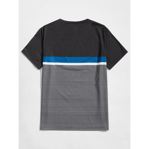 Camiseta de cuello redondo a rayas para hombre Camiseta personalizada de alta calidad para hombre - Product Image 2