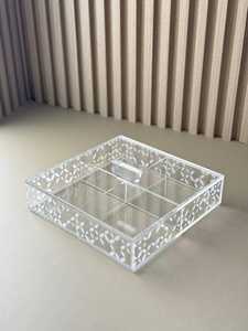 Caja de regalo de dulces acrílicos Premium hecha a mano Diseño de incrustaciones de oro Floral transparente para regalos elegantes de bodas y festivales - Product Image 3