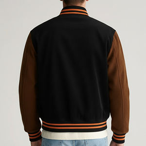 Chaqueta Varsity de Algodón y Lana con Bordado Personalizado, Estilo Urbano, Precio al por Mayor, Bloques de Color, Impermeable y Cortavientos - Product Image 5