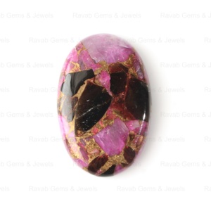 Cabochon ovale plat de 20x30mm, grande taille, en turquoise cuivrée rose-noire naturelle, polie et lisse, pierre précieuse en vrac pour la fabrication de bijoux - Product Image 3