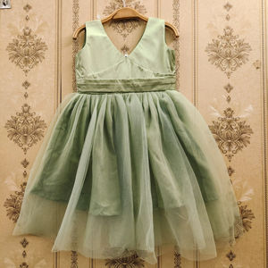 Robe de fête pour filles Shoryam Fashion, en tulle perlé, entièrement cousue, longueur genoux, robe élégante pour enfants, anniversaire, mariage, occasion festive - Product Image 1