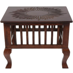 Taburete de madera marrón con acabado antiguo, hermosos muebles hechos a mano para juegos de sala de estar, decoración de balcón de oficina y uso de mesa auxiliar - Product Image 4