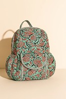 Sac à dos matelassé tactique artisanal Le Souvenirs à motif floral vert, capacité 10 kg, léger, design unisexe de luxe, fermeture éclair organique