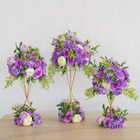 Boules de fleurs artificielles décoratives pour centre de table, boule de fleurs violet foncé, boule de fleurs fuchsia