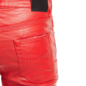 Pantalones de Cuero de Secado Rápido, Transpirables, con Botones, Estilo Casual, Color Rojo Liso, Colores Personalizados, Fabricante de Pakistán - Product Image 5