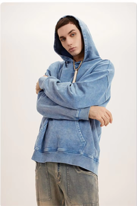 Sudadera con Capucha Extra Grande y Pesada Personalizada al por Mayor, Estilo Urbano, Moda Americana, con Bolsillo, para Hombre, Efecto Desgastado por el Sol - Product Image 4