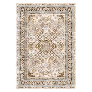 <b>RUGS</b> DEPOT LXDP-0301 Wholesale Terracotta Gold Vintage Oriental Digital Printed Machine Washable Chenille Area <b>Rug</b> <b>Non</b> <b>Slip</b> - Product Image 1