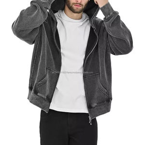 Nouvel arrivage Sweat à capuche zippé de meilleure qualité avec design personnalisé pour hommes Style européen et américain Sweat à capuche zippé délavé à l'acide pour hommes - Product Image 1