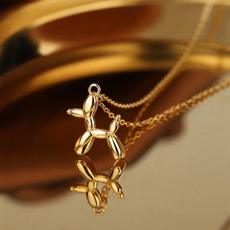 925 Sterling Silver 18K Gold Fine Jewelry Unique Dog Shape Pendant Necklace for Women