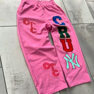 กางเกงวอร์มขาบานสำหรับผู้ชายกางเกงวิ่งขาใหญ่ผ้าฝ้ายขนแกะพิมพ์โลโก้ - Product Image 1