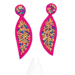 Pendientes colgantes de hoja de arcoíris hechos a mano a la moda bordado con cuentas de fantasía Multicolor hermosa moda Unisex elegante - Product Image 1
