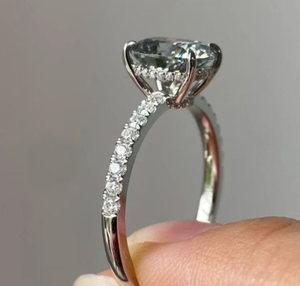 แหวนเพชรมอยส์ซอไนต์สีฟ้าเทา925แหวนเงินแท้ที่กำหนดเองและของขวัญเครื่องประดับเพชรอื่นๆสำหรับเธอ - Product Image 3