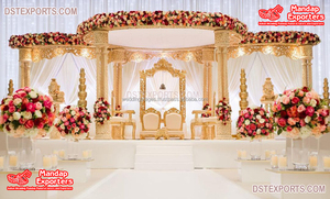 Décor de mandap en bois de style vintage traditionnel, magnifique mandap de mariage rond en bois, style designer londonien, décor de mandap en bois au Royaume-Uni - Product Image 5